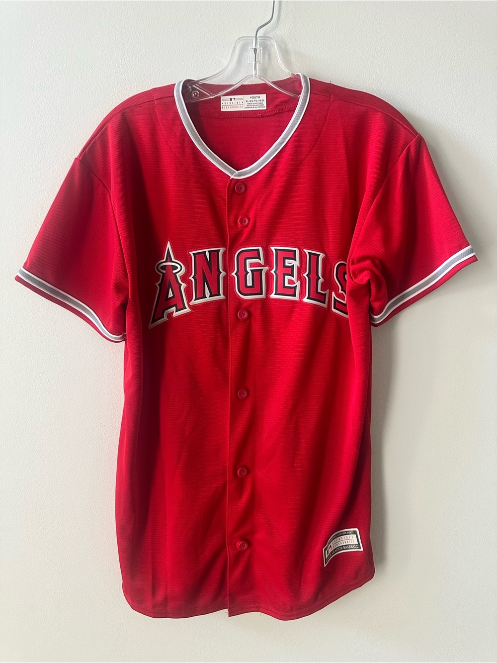 Mike Trout #27 Los Angeles Angels MLB Youth XL 18/20 Red Baseball Jersey